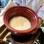 くろぎ - 炊き上がりに白子を混ぜ混ぜ