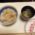 梅の花 - 炊き込みご飯　湯葉吸い物