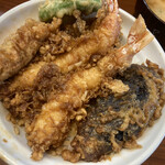 天三 - 海老が二尾も入ってます～茄子も大きい