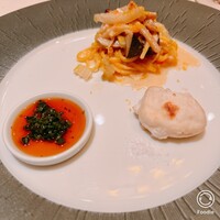 三田牛竈炭火焼 ウェスタ - とらふぐ白子焼き・白菜のタリオリーニ