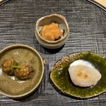 新ばし 星野 - 海鼠と海鼠腸　蕗の薹　からすみ餅