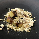 プレゼンテ スギ - 信玄餅に見立てたフレンチトースト。きな粉みたいなのはフォアグラパウダー