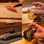 鮨 さいとう - 車海老、鯖寿司