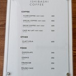ISHIBASHI COFFEE - メニュー