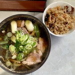 いずみ食堂 - 鴨山菜そばとたこめし（小）