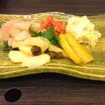 御宿飛水 - 一日目の夕食時、美味しい漬物が手に入ったから、と出して下さったもの。うまーい（*^_^*）