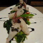 ルカンケ - ヤリイカと菜の花のバジルソース