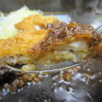 キッチン南海 - 粗めのパン粉に覆われた、サクサク、熱々のカツ。
      
      大きめですが、お肉は薄め。
      
      
      