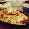 北都館 - 料理写真:ゴールデンスパゲッティ(￥850)。サラダ、スープ、食後のコーヒーも付いてきます！