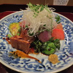 寿修 - 海老芋を揚げたものに芽キャベツなどが。