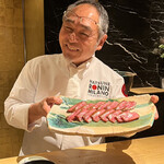 初音鮨 - 後から提供される赤身と中トロのヅケ