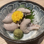 うなぎ四代目菊川 - 肝わさ1080円、見た目はなかなかグロテスク、新鮮でないと食べれない。プリっとして美味。
