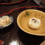 馳走なかむら - ゆりねの茶巾と和三盆。