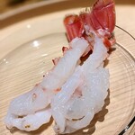 温石 - 赤座海老の焼きしゃぶ。コリッとした食感を残しながら、甘みを引き出す技!!