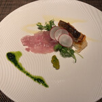 コグスダイニングカグラザカ - 金目鯛のカルパッチョ＆イサキの洋風鮨