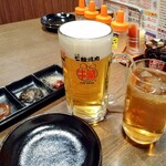 Genki Shichirin Yakiniku Gyuushi Ge - 2022/2月。取り敢えず生ビール❢