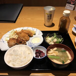 さかなや道場 - 唐揚げ＆カキフライ定食（税込み９００円）