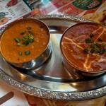 アイキッチン - Cセット800円のカレー2種類　左、キーマ　右、エッグ　