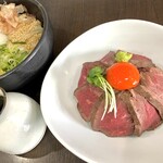 ローストビーフ丼＆うどんセット