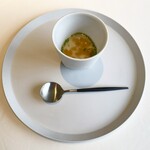 レストラン オオツ - タラの白子のフラン 鯛のスープ 自家製カラスミ