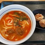 なか卯 - カレー坦々うどんと竜田揚げ