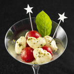 Caprese with cherry tomatoes and heart mozzarella