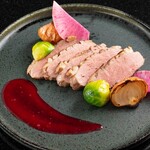 Duck breast grilled with plum wine ~Framboise sauce~