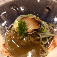 鮨 茶居庵 - へぎ蕎麦鮑の肝ソース