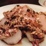 ２０１３年１月１５日訪問～前菜３点（シェフのお任せ、真ん中の料理アップ）