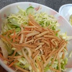 そば処　しんとみの郷 - サラダの上に揚げたカリカリの蕎麦が