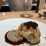 マンサルヴァ - これも素晴らしい！鮮度抜群でクリーミーな白子と、キクイモのソース。