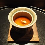 薪鳥新神戸 - 茶碗蒸し（百合根すり流し + べっこう餡）