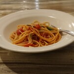 一汁三菜イタリア～の - 豚肉と小松菜奈のスパゲッティ 202202
