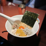 酒肴場 屯 - 【限定】青森産濃厚真鱈白子とズワイ蟹味噌のまぜそば」¥1500