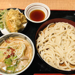 久兵衛屋 - ♪味噌肉つけ汁うどん かれいと牡蠣天定食￥1089