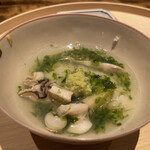 温石 - 15.〆ご飯　筍と蛤の青海苔　出汁かけご飯