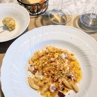 La Brianza - スルメイカラグーカヴァテッリサルモリリオソース。香ばしパン粉が風味と歯ざわりのアクセント、モチモチの自家製カヴァテッリが美味しい美味しい♡