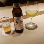 くるますし - ノンアルコールビールアサヒドライゼロ一本目、水出し冷茶日本茶一杯目