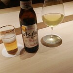 くるますし - ノンアルコールビールアサヒドライゼロ一本目、水出し冷茶日本茶一杯目