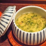 まつ瀬 - お通し（ホタルイカ茶碗蒸しあおさ餡）