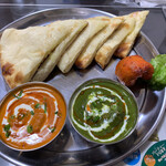 インド・ネパールレストラン　プルニマ - チーズナンランチ　ポークカレーとほうれん草カレー