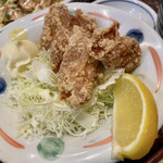 築地食堂 源ちゃん 横須賀店 - 炙りマヨネーズサーモン刺しと唐揚げ定食