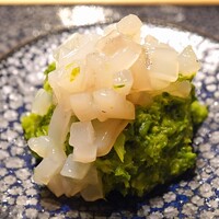 HAGI - ヤリイカの薪炙り　菜の花のソース