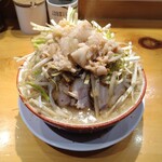 らーめん バリ男 神楽坂店 - 大盛りラーメンネギトッピング野菜増しアブラ増し