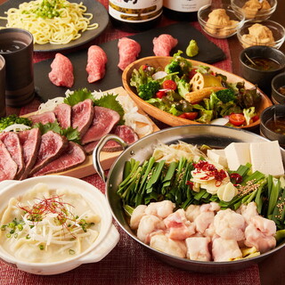 Enjoy all-you-can-eat Grilled skewer and Motsu-nabe (Offal hotpot) prepared by our chef!