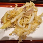 てんぷら 近藤 - 白魚と茗荷