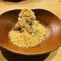 御成門はる - 柿と冬瓜の胡麻白和え。煎りたて摺りたての胡麻！