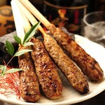 Kurobuta pork meatball skewers