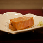 島津 - あん肝の煮付け（噴火湾）
      お好みで山葵をつけて
      カスタードプリンのような奥深いコクと後味に残る旨味が極上！