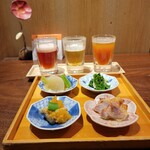 Yamagata Osake To Oryouri Daedoko - おばんざい４種盛とテイスティングビアセット